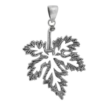 Sterling Silver Openwork Maple Leaf Pendant - Click Image to Close